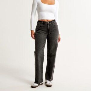 A&F Curve Love Low Rise Baggy Jean - Black